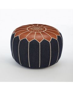 Handcrafted Moroccan Leather Pouf - Cozy Seating Option