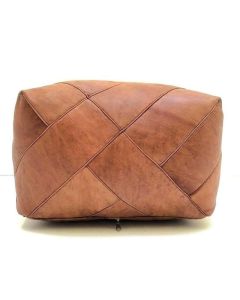 Moroccan Leather Poufs | Handcrafted Tan Square Poufs
