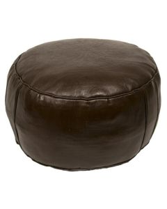 Moroccan Dark Brown Leather Poufs | Handmade Seating Option