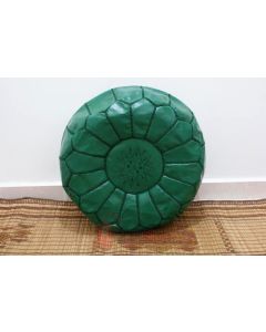 Moroccan Teal Leather Poufs - Handcrafted Seating with Style