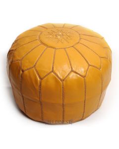 Enhance Living Space with Handmade Leather Pouf - Exotic Charm, Cozy Seating Option - Genuine Leather - Customizable Dimensions - Unique Home Decor Addition.