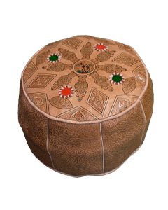 Moroccan Handcrafted Leather Pouf | Cozy Seating Option