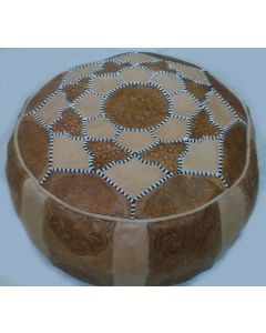Handcrafted Leather Moroccan Pouf - Premium Genuine Leather