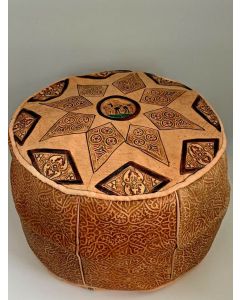 Elegant Handcrafted Leather Moroccan Pouf