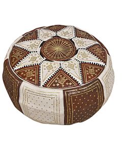 Moroccan Leather Pouf 091 - Handmade Genuine Leather Seating