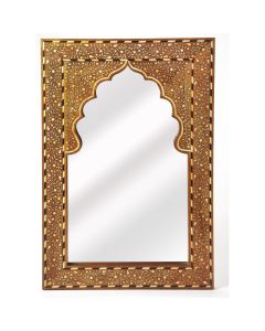 Intricate Arabesque Moroccan Mirror with Brass Engravings