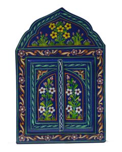 Warm Floral Indigo Vintage Moroccan Mirror