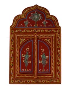 Red Vintage Moroccan Mirror with Moucharabeih Design