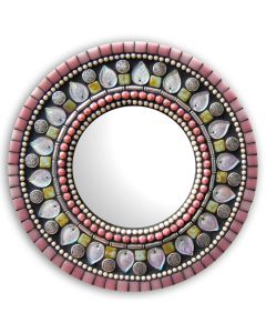 Round Mosaic Moroccan Mirror - Premium Glass & Metal Beads