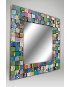 Square Moroccan Mosaic Mirror with Coloured Tile Inlays