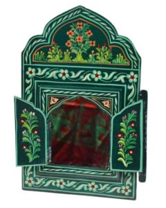 Turquoise Vintage Moroccan Hand-Painted Mirror - Custom Dimensions, Easy Hanging
