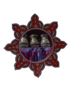 Vintage Red Moroccan Flower-Shaped Mirror