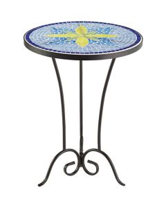 Handcrafted Moroccan Mosaic Table | Reclaimed Ivory Glazed Tiles