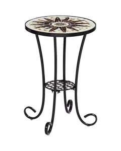 Moroccan Mosaic Bistro Side Table - Geometric Design
