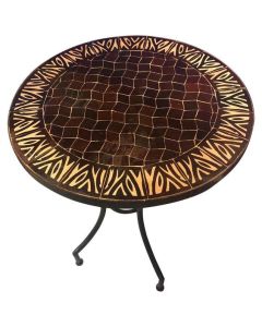 Handcrafted Moroccan Mosaic Dining Table, Reclaimed Glazed Tiles