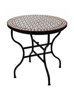 Handcrafted Moroccan Mosaic Table - Ivory & Tan Glazed Tiles