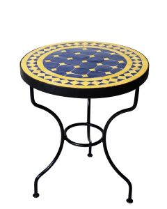 Authentically Crafted Moroccan Mosaic Table with Tan Glazed Tiles