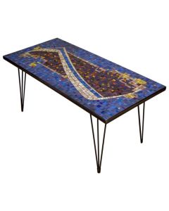 Moroccan Mosaic Bistro Side Table with Reclaimed Glazed Tiles