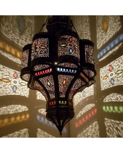 "Handmade Dark Metal Moroccan Pendant Lamps - Vintage Charm and Elegance"