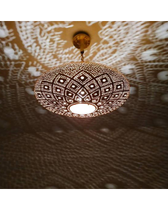 Brass Moroccan Pendant Lamp with Floral Patterns