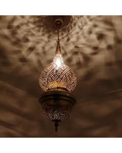 Dark Brass Moroccan Pendant Lamp - Handmade Vintage Elegance
