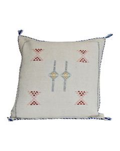 Handmade Moroccan White Cactus Silk Sabra Pillow