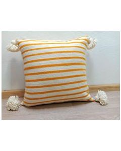Orange and White Striped Moroccan Pillows 314 - Handmade Accent Pillow for Home Décor