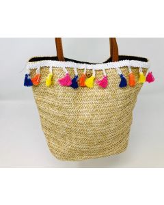 Colorful Moroccan Handwoven Pom Pom Baskets
