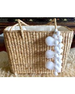 Moroccan Berber Handcrafted Pom Pom Baskets | Eco-Friendly Straw Bags