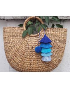 Handmade Blue Gradient Pom Pom Baskets | Eco-Friendly & Versatile