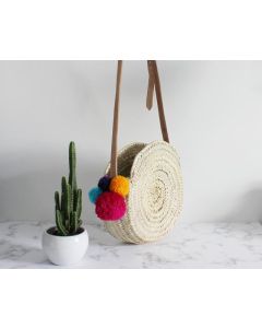 Moroccan Handmade Pom Pom Basket for Eco-Friendly Style