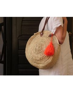Moroccan Handwoven Pom Pom Basket - Eco-Friendly Storage