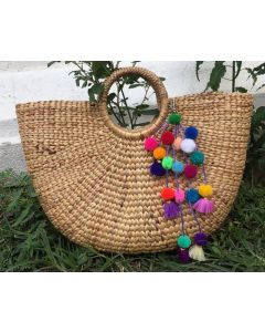Moroccan Pom Pom Handmade Eco-Friendly Baskets - Versatile and Ethically Crafted