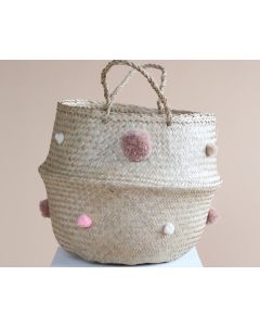 Handwoven Moroccan Pom Pom Baskets | Eco-Friendly & Stylish