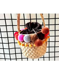 Colorful Moroccan Eco-Friendly Pom Pom Basket
