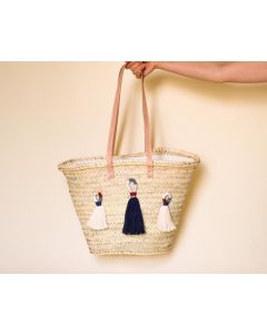 Moroccan Pom Pom Handwoven Baskets - Stylish & Eco-Friendly