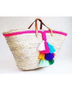 Handmade Moroccan Berber Pom Pom Baskets - Eco-Friendly Storage