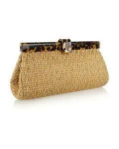 Handwoven Straw Clutch - Moroccan Leopard-Patterned Eco-Friendly Bag