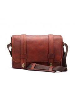 Bolso de Viaje Vintage de Cuero Marroquí Rojo Hecho a Mano