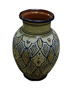 Moroccan Hand-Painted Fes Ceramic Vase in Vibrant Colors