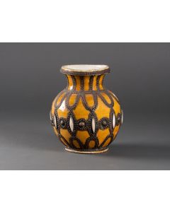 Jarrón de Cerámica Marroquí Hecho a Mano Amarillo Carmesí