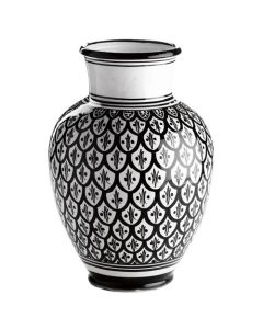 Timeless Elegance: Moroccan Handcrafted Black & White Ceramic Vase