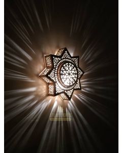 Moroccan Silver Metal Handcrafted Pendant Wall Lamp