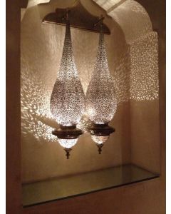 Moroccan Silver Metal Handmade Wall Lamp