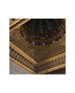 Moroccan Wood Ceiling with Geometric and Floral Designs