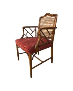 Moroccan Wood Chair with Red Upholstery