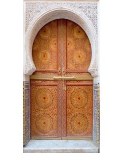 Moroccan Hand-Carved Arched Wood Door - Customizable Dimensions