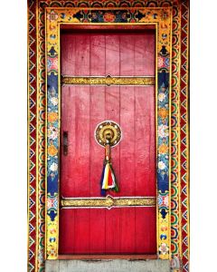 Red Moroccan Wood Door - Handcrafted Luxury and Durability