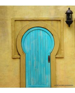 Moroccan Cyan Wood Door 110 - Handcrafted Traditional Elegance, For Indoors or Outdoors