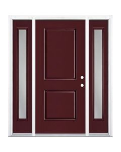 Solid Mahogany Wood Front Door with 2 Sidelites - Handcrafted in Morocco 